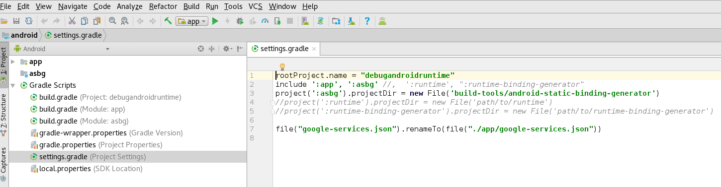 Settings Gradle Before